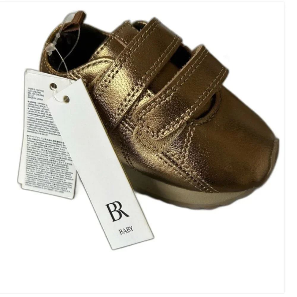 Banana Republic Metallic Bronze Gold Baby/Toddler Sneakers Shoes Size 18-24 M